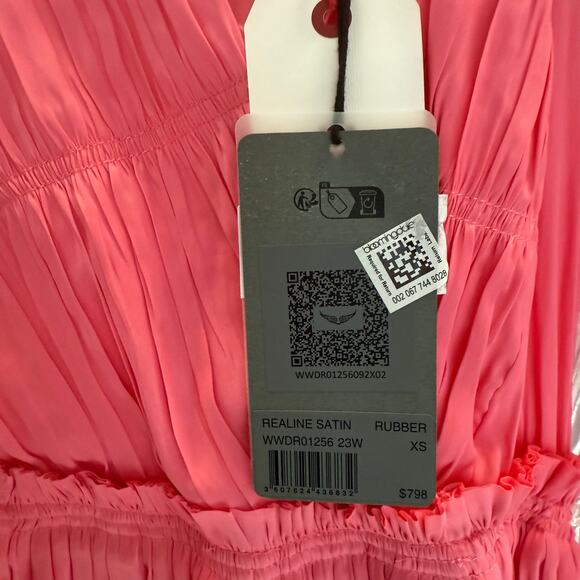 Zadig & Voltaire Realine Satin Mini Dress Pink Ruched Party Style NWT $798 - Picture 8 of 8